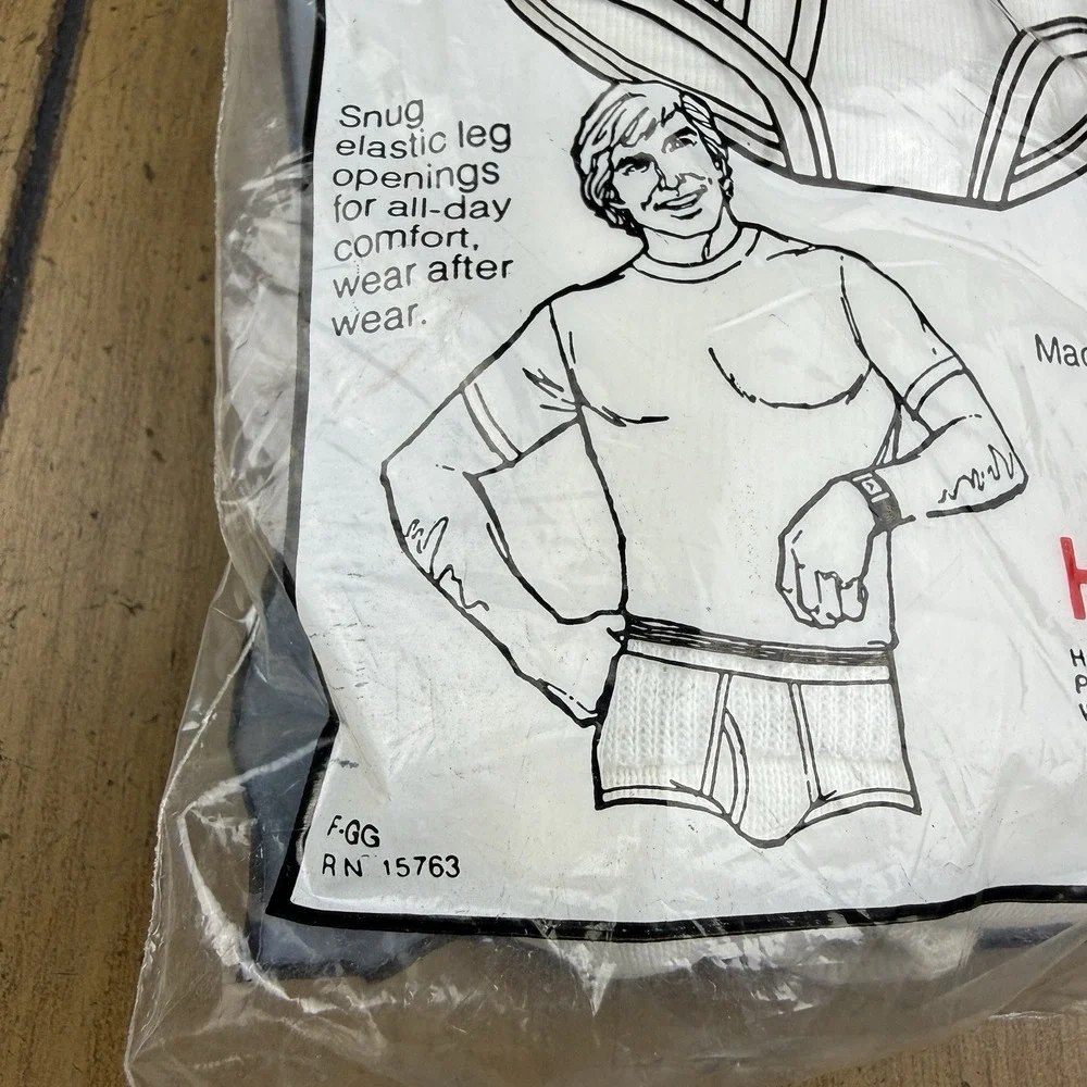Vintage 1977 White‎ Hanes Briefs Waist 48 100% Cotton USA 3 Pk  New